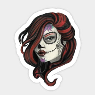 Red head skull girl Sticker